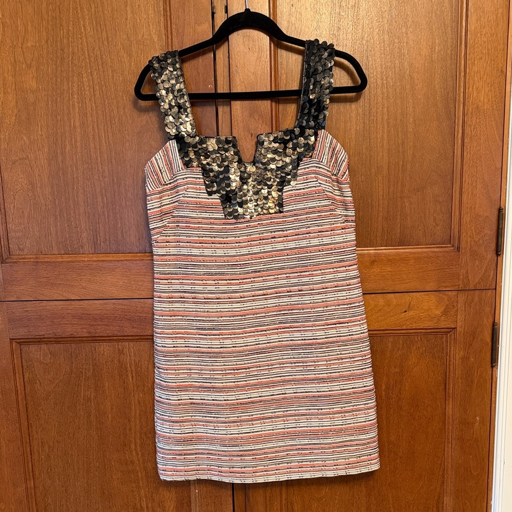 Milly of New York Striped Mini Dress with Black and White Accents